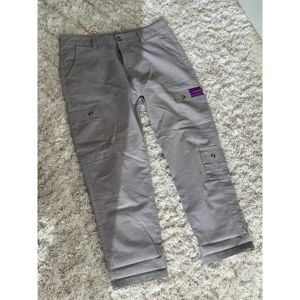 NWT Gray 34W Cargo Pants Mens Korean Streetwear Hip Hop Techwear